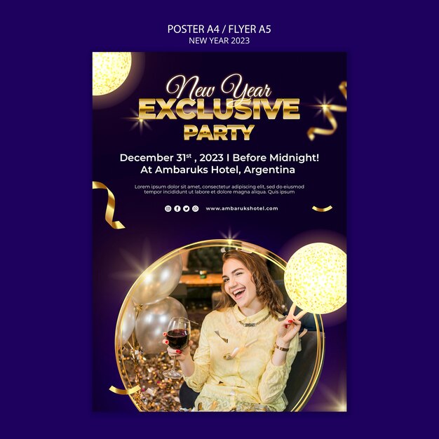 New Year Celebration Poster Template – Free Download