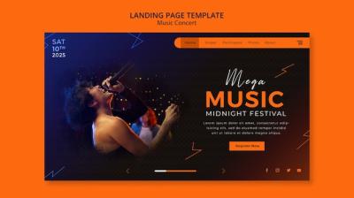 Gradient Music Concert Landing Page Template – Free Download