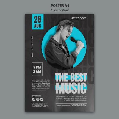 Flat Design Music Festival Template – Download Free Stock Photo