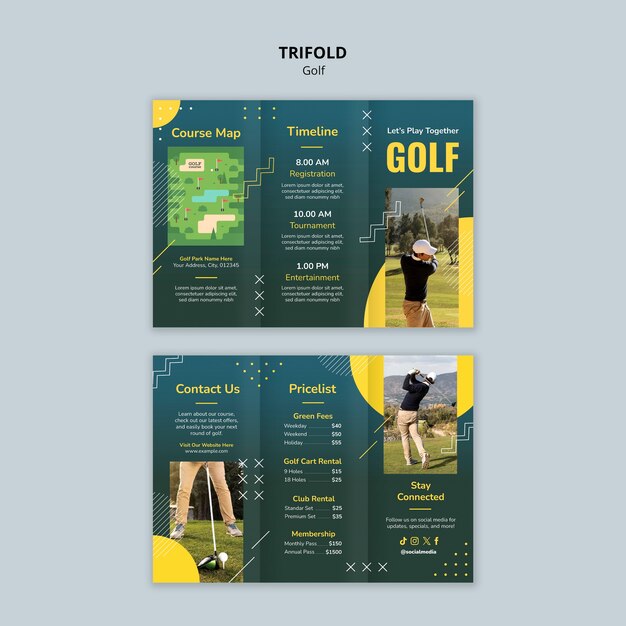 Golf Trifold Brochure Template Design – Download Free Stock Photo