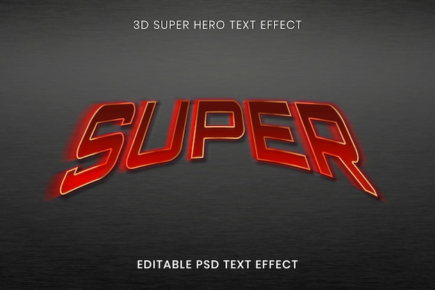 Superhero Editable Typography PSD Template – High Quality 3D Text Effect for Free Download