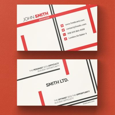 Corporate Card Design Featuring Red Lines – Free Download