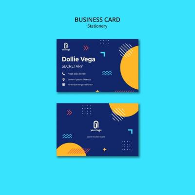 Blue Design Business Card with Circle Halves – Free Download