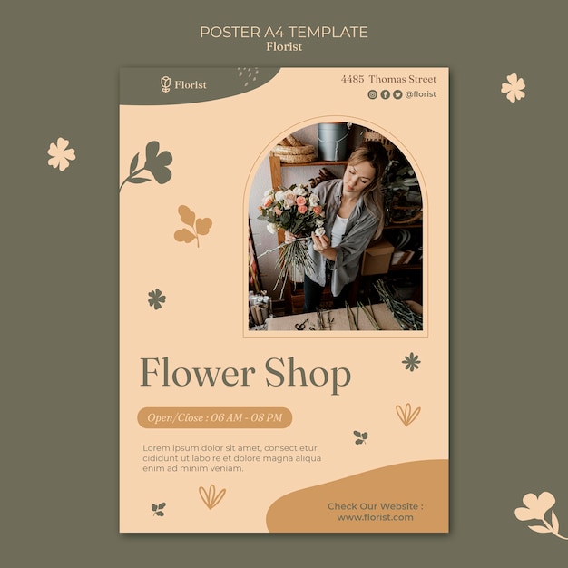 Flower Shop Poster Template – Free Download