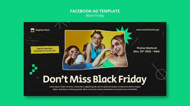 Black Friday Facebook Template in Flat Design – Free Download