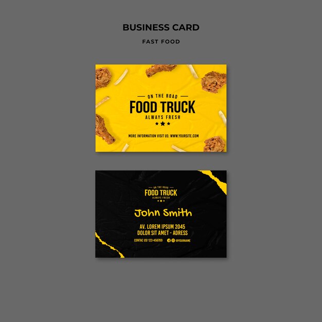 Horizontal Business Card Template for Food Trucks – Free Download