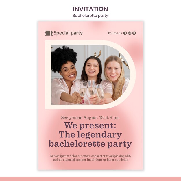 Gradient Bachelorette Party Design Template – Free Download