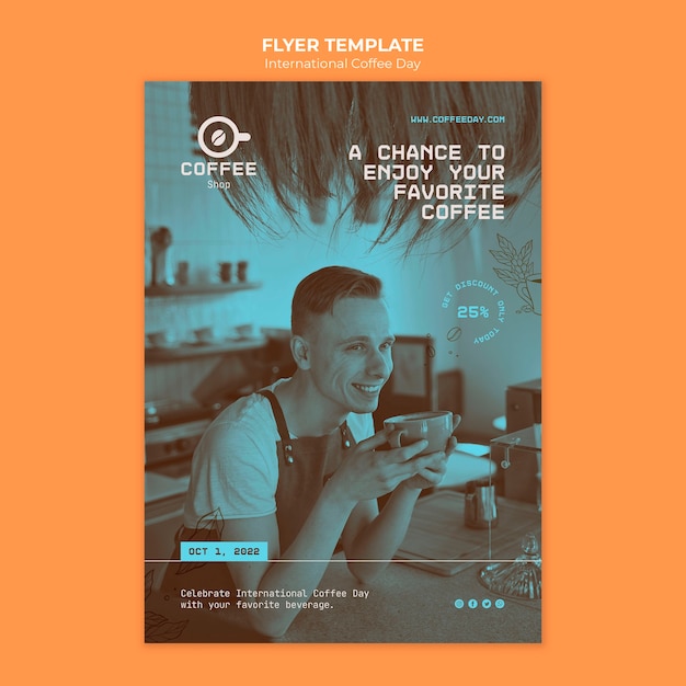 International Coffee Day Flat Design Template – Free Download