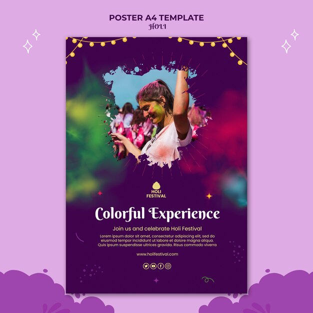 Holi Festival Poster or Flyer Template – Download Free Stock Photo