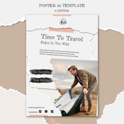 Camping Poster Template Design – Download Free Stock Photo