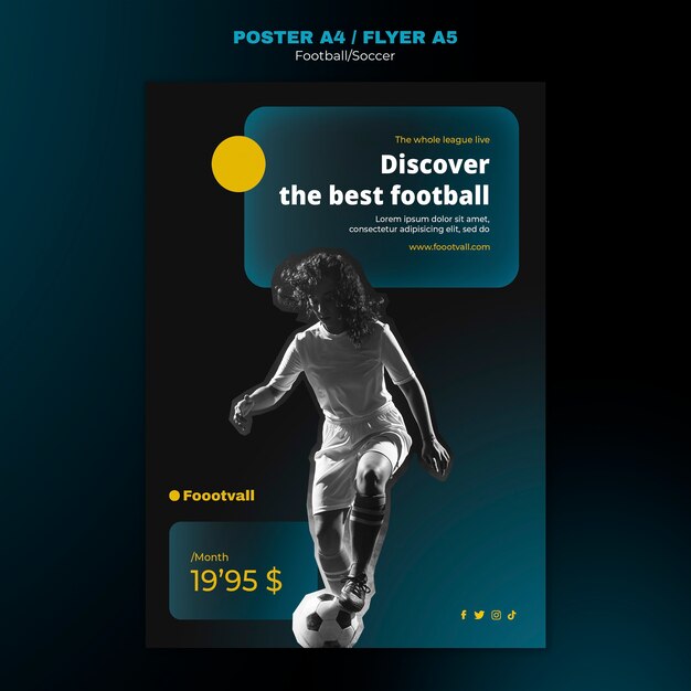 Realistic Football Poster Design Template – Free Download