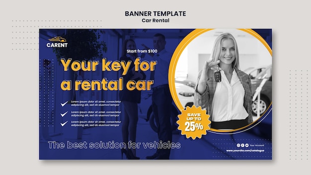 Car Rental Horizontal Banner Template – Free Download