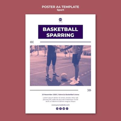 Vertical Poster Template for Basketball – Free Download