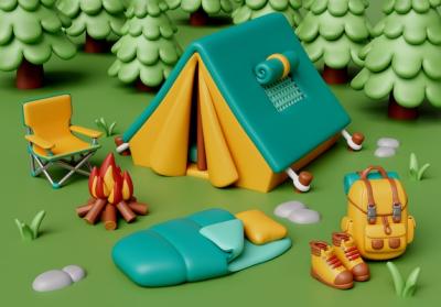 3D Illustration for Camping Outdoors – Free Download | PSD Templates