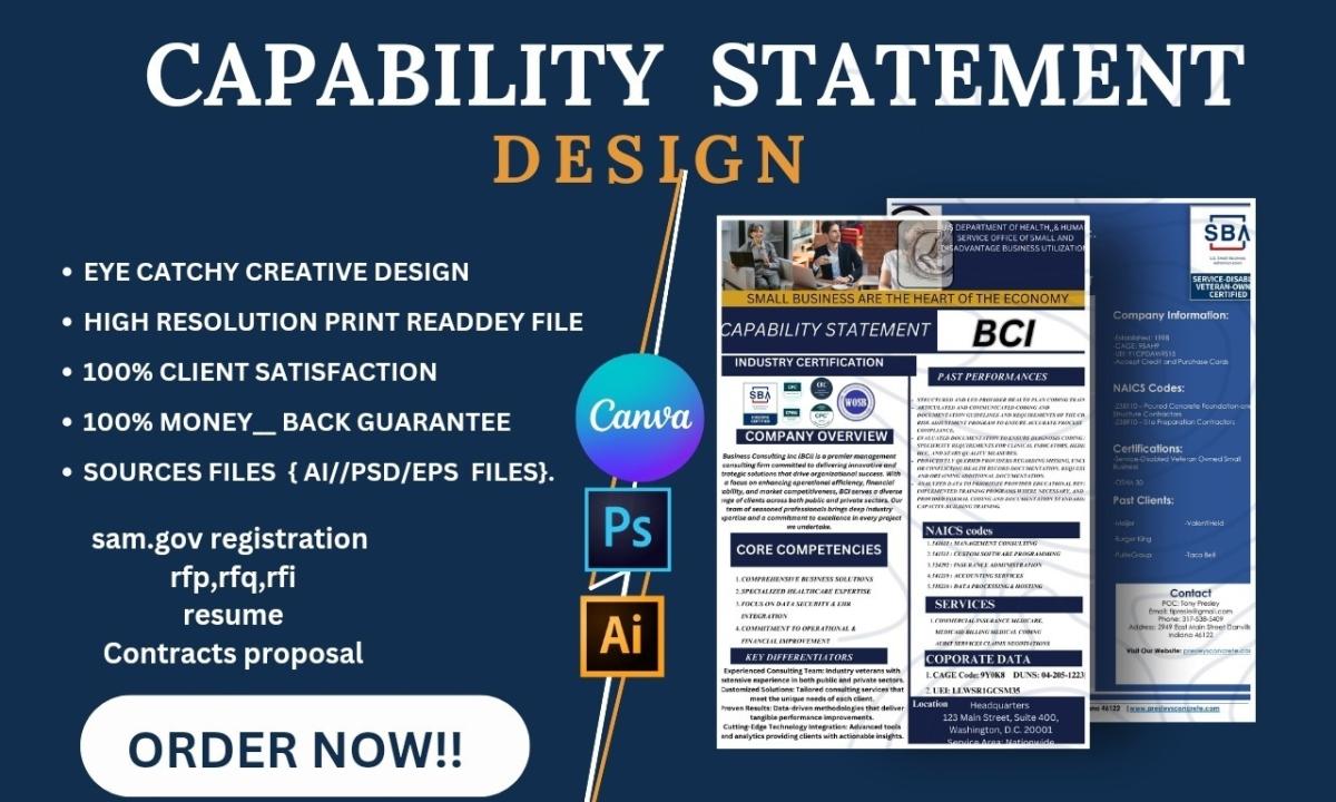 I Will Write a Winning Capability Statement for Government and Corporate Contracts in 24 Hours