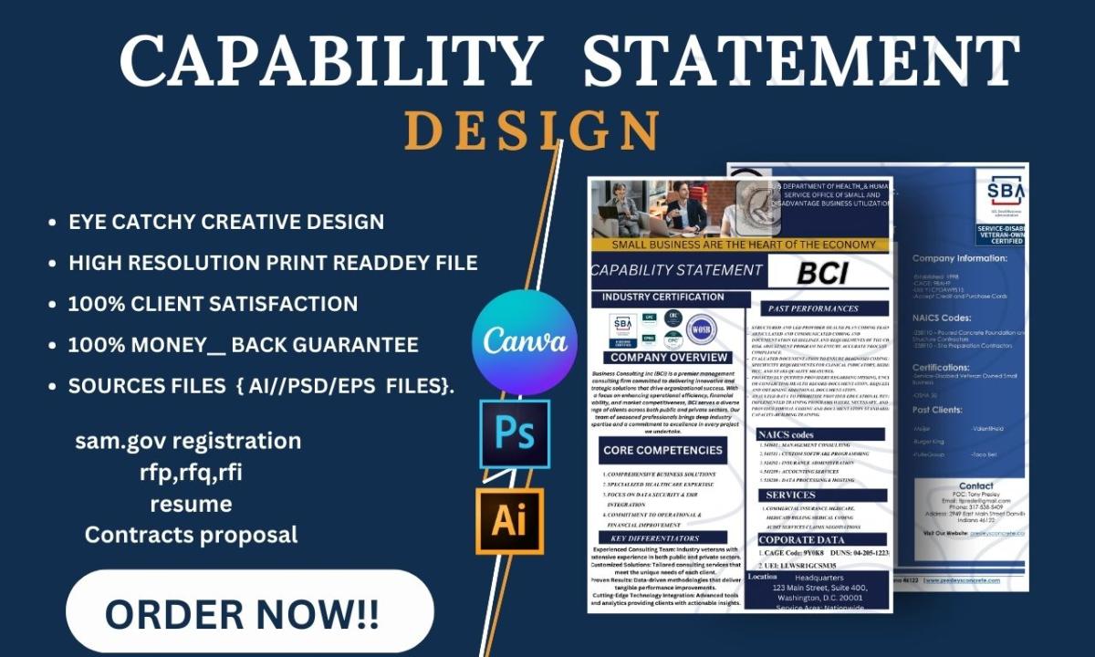 I Will Craft a Winning Capability Statement for Government & Corporate Contracts in 24 Hours