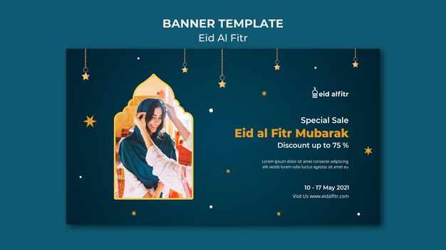 Eid al-Fitr Banner Template with Photo – Free Stock Photo Download