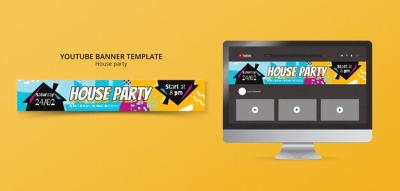 House Party YouTube Banner Template – Free Download