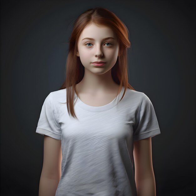 Portrait of a Young Red Haired Girl in a White T-Shirt – Free Stock Photo, Download for Free