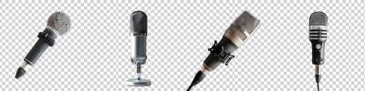 Realistic Microphones Isolated on Transparent Background – Free Download