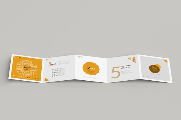 Five-Fold Square Brochure Mockup – Free Download