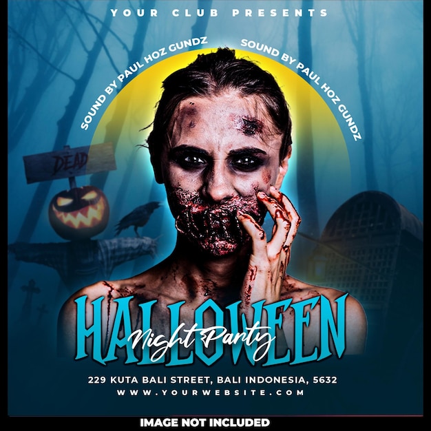 Halloween Night Party Social Media Post Design Template – Free to Download