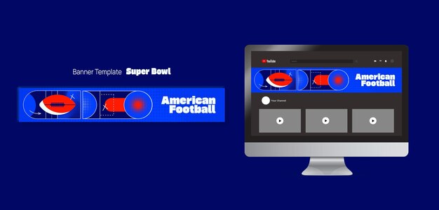 Flat Design Super Bowl YouTube Banner – Free Download