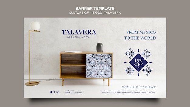 Talavera Banner Template Reflecting Mexican Culture – Free Download