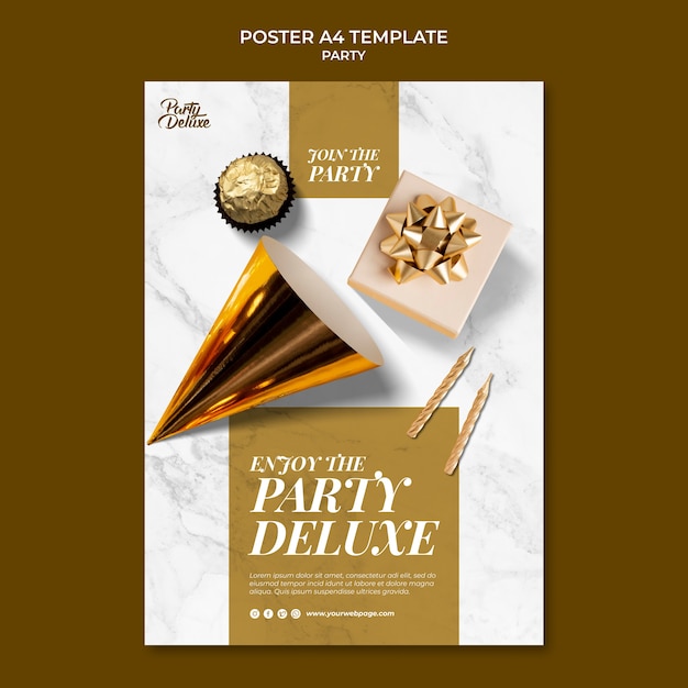 Luxury Golden Party Poster Template for Free Download