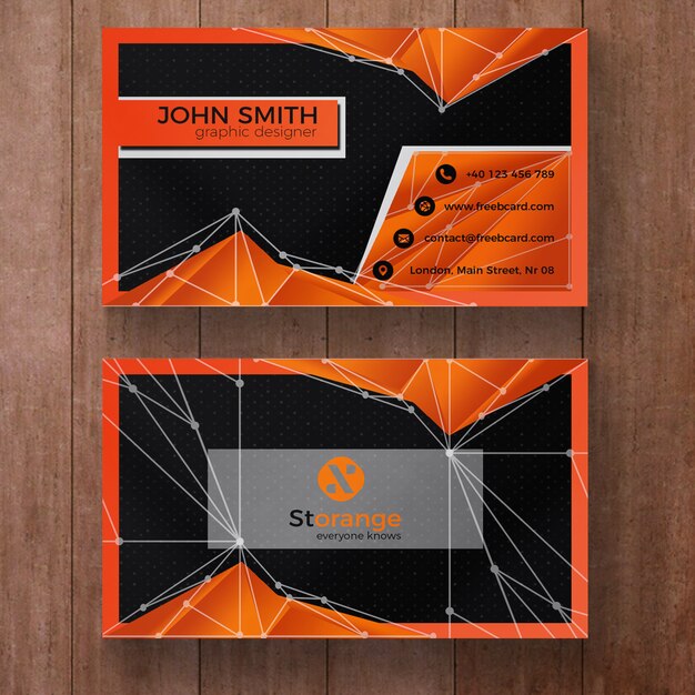 Modern Orange Polygonal Business Card Design – Free Download