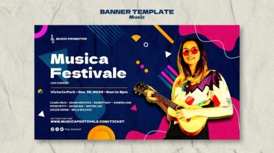 Flat Design Music Banner Template – Free Download