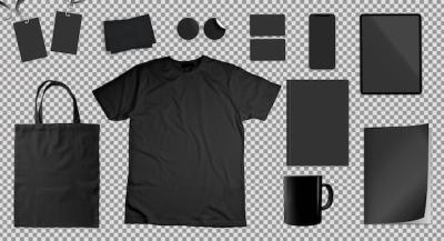 Black Merchandising Items on Transparent Surface – Free to Download