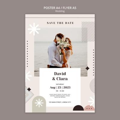 Geometric Wedding Celebration Poster Template – Free to Download