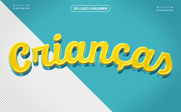 3D Kids Logo on Light Blue Background – Free Download