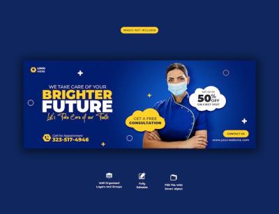 Dentist and Dental Care Facebook Cover Template – Free Download