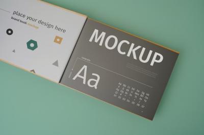 Brand Book Mockup Design from a Top View – Free Download