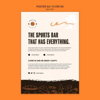 Flat Design Sports Bar Template – Free Download