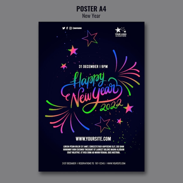 Celebrative New Year Vertical Print Template – Free Download