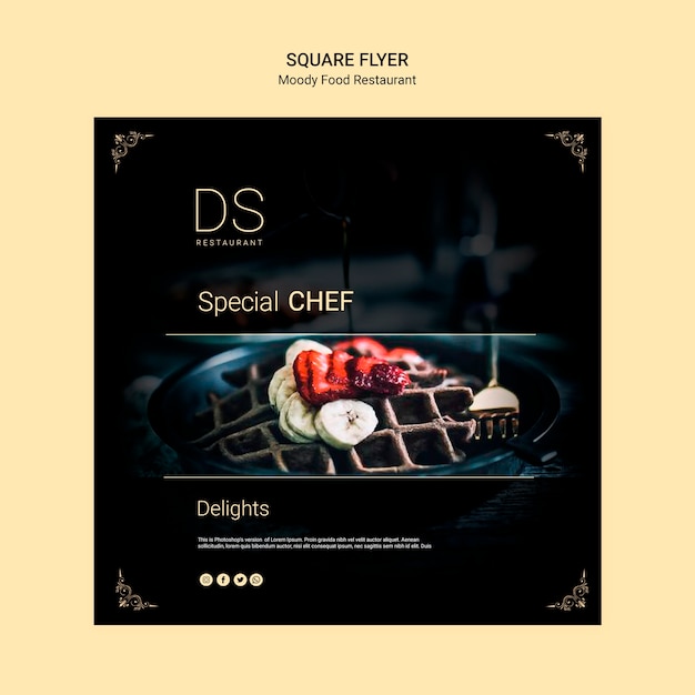 Moody Food Restaurant Square Flyer – Free to Download