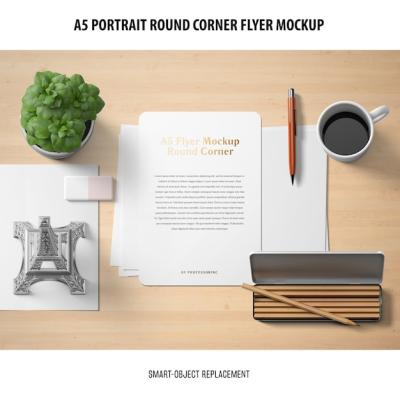 A5 Round Corner Flyer Mockup – Free Download