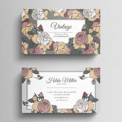 Vintage Floral Business Card Template – Free Download