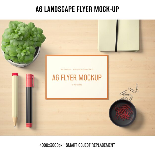 A6 Landscape Flyer Mock-Up – Download Free Stock Photo