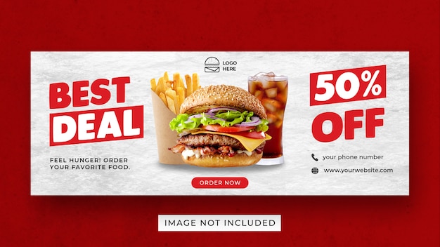 Burger Food Menu Promotion Facebook Cover Banner Template – Free Download