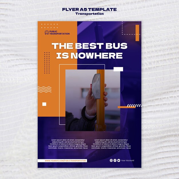 Public Bus Transportation Vertical Flyer Template with Dots Design – Free Download