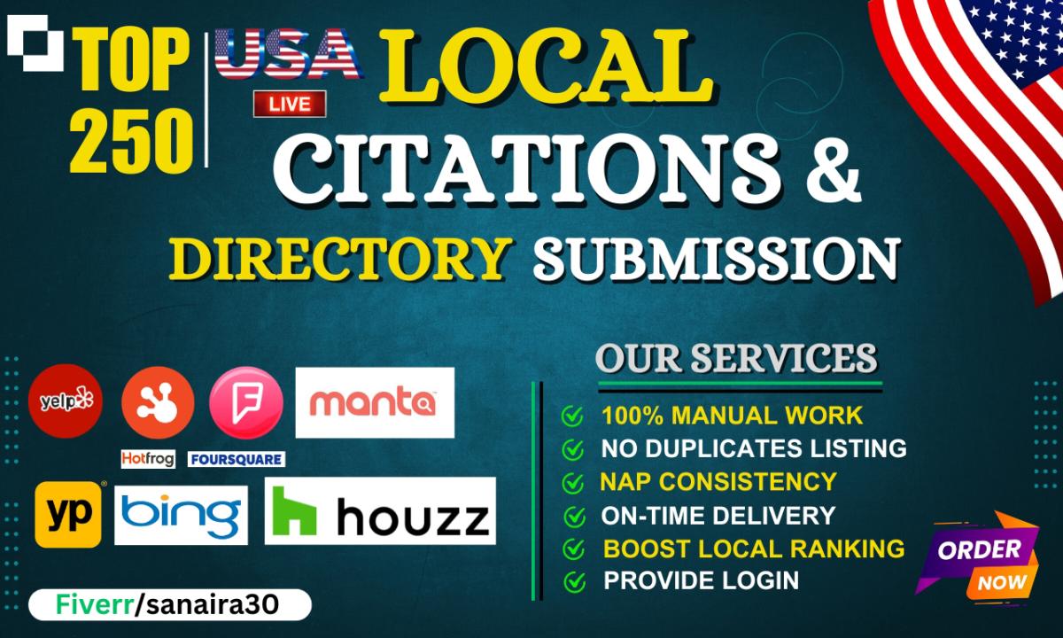 I Will Do 250 USA Local Citations and Directory Submission