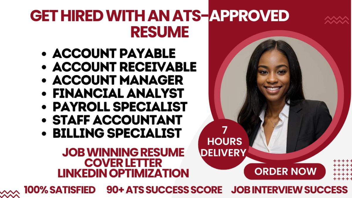 I Will Write Your Finance, Account Receivable, Account Payable, and Staff Accountant Resume