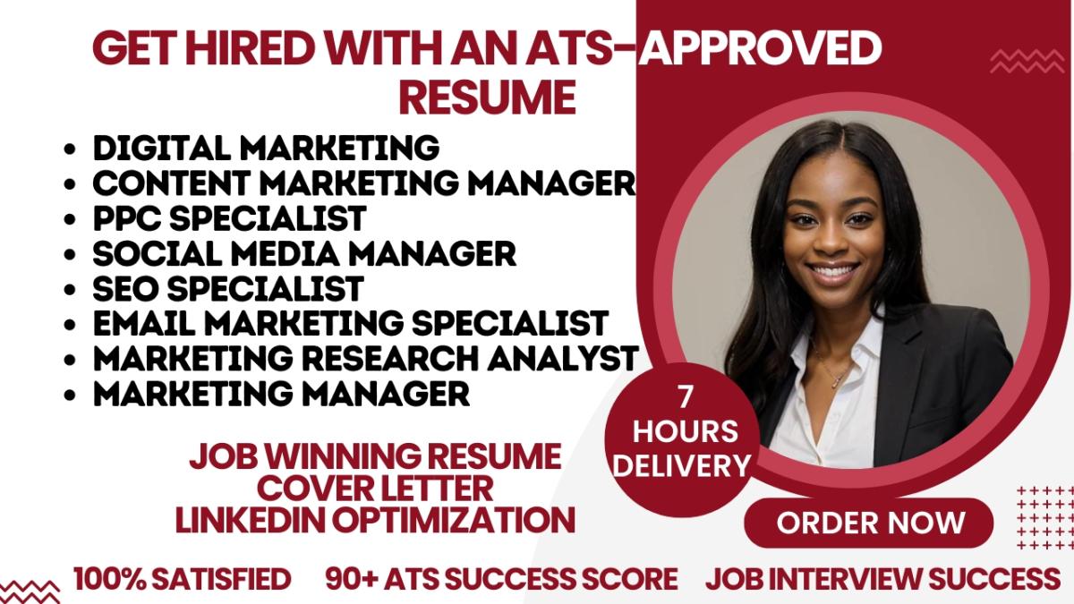 I Will Write a Professional Resume for Digital Marketing, Social Media Manager, Sales, and SEO Specialist