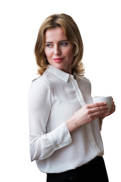 Beautiful Portrait of a Woman Enjoying Coffee – Free to Download