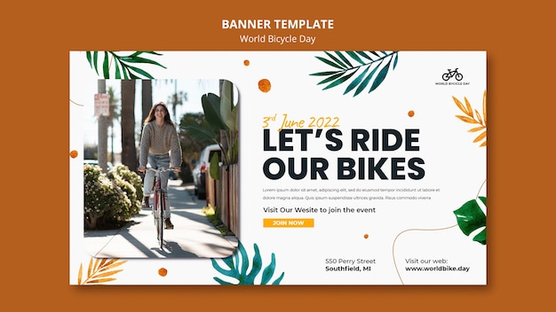 Botanical World Bicycle Day Banner Template – Free Download