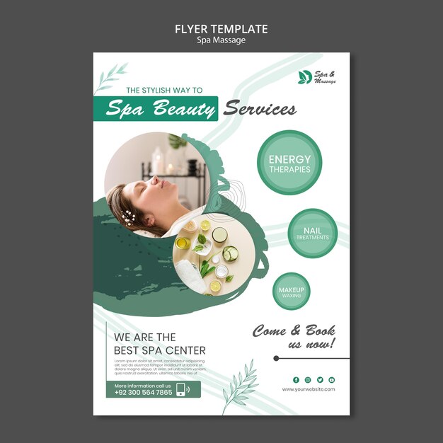 Vertical Spa Massage Flyer Featuring a Woman – Free Download